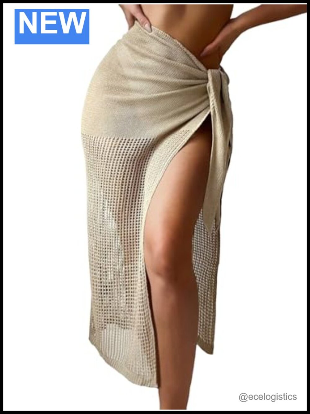 Sarong Cover Up Wrap Skirt Tie Side Hollow Out Beach Swimwear